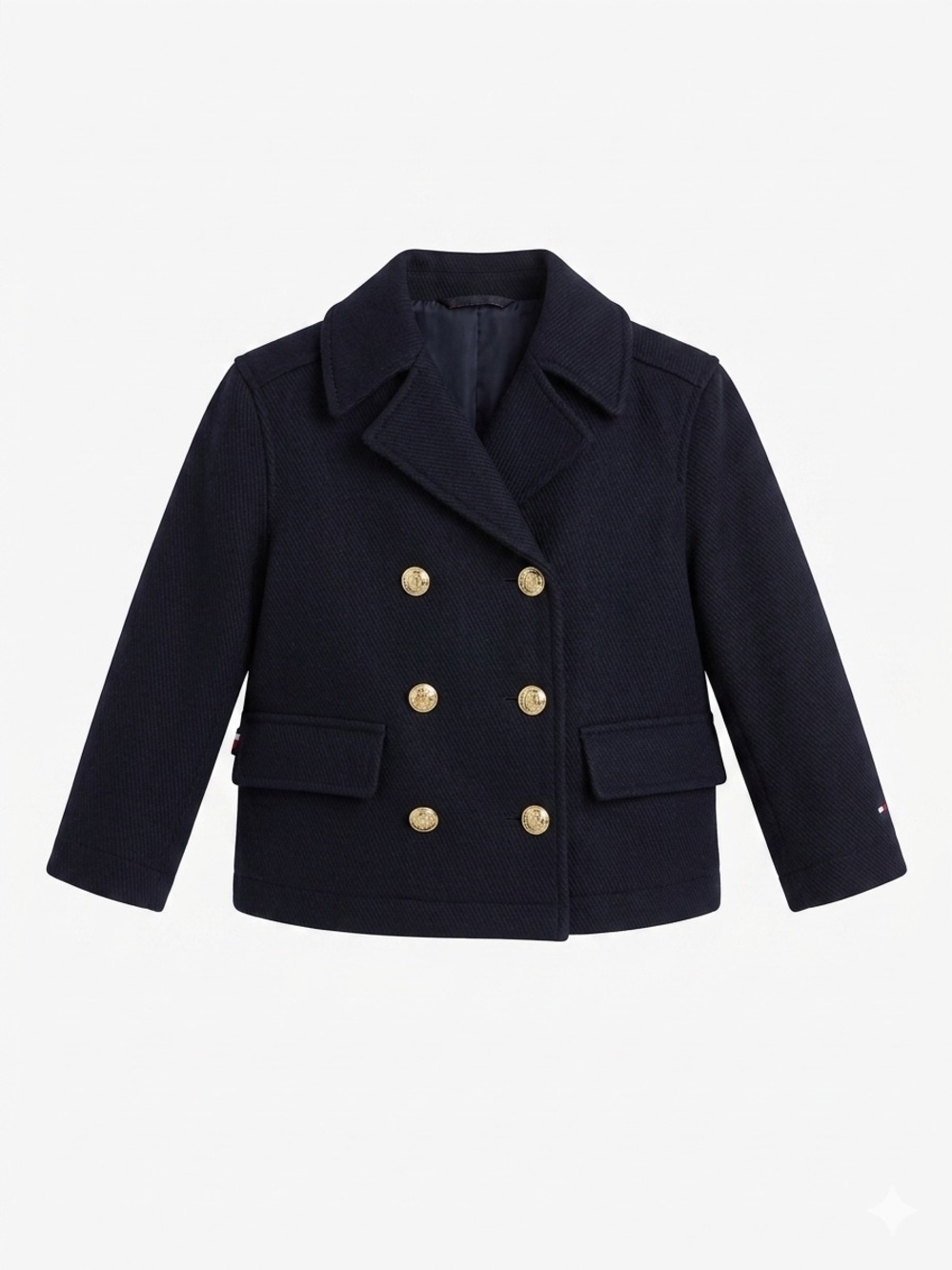 NWT Tommy Hilfiger Kids Navy Blue Wool Blend Peacoat Jacket Size XS Gold Buttons